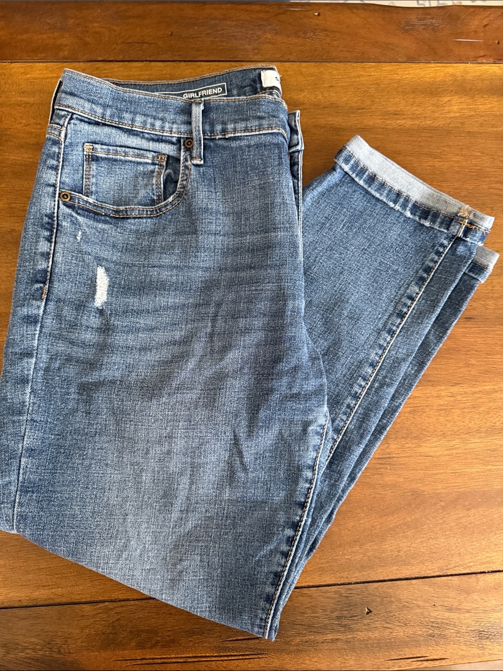 Sonoma Medium Blue Girlfriend Ankle Jeans